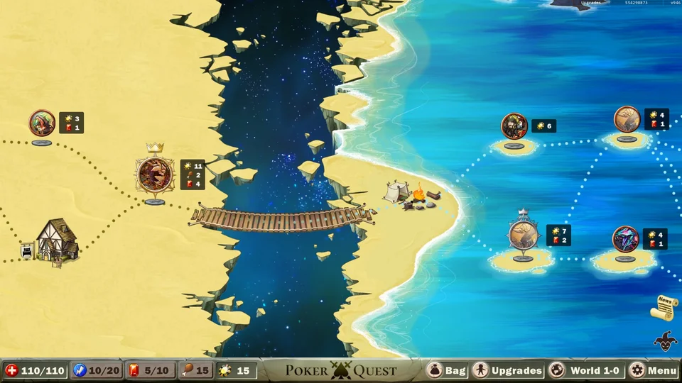 World map of Poker Quest